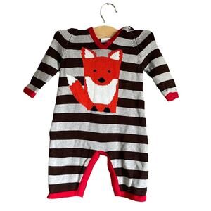 Hanna Anderson One Piece knit Fox Outfit Size 60 3-6Mts INVH5